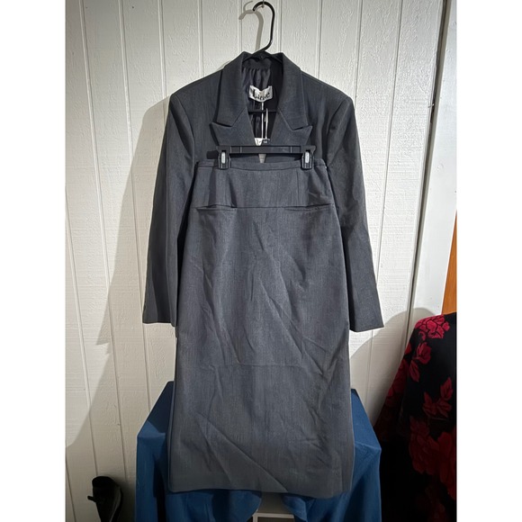 LAKE Dresses & Skirts - Lake Charcoal Gray Double Breasted Blazer and Midi Skirt Suit Set Made in Korea